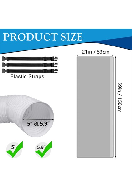 Taşınabilir Ac Hortum Yalıtım Kılıfı, Taşınabilir Klima Hortumu Kapağı Sarma, 5 Inç ve 5,9 Inç Çaplı Egzoz Hortumuna Uygun (Yurt Dışından) fiyatları