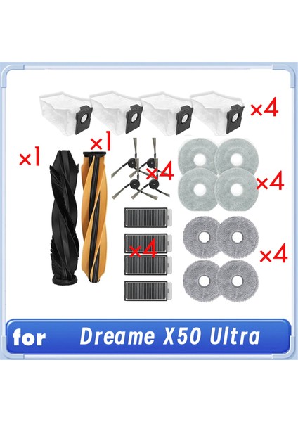 Dreame X50 Ultra Süpürme Robotu Temizleyici Parçaları Için 14 Adet Yedek Ana Yan Fırça Paspas Filtresi (Yurt Dışından)