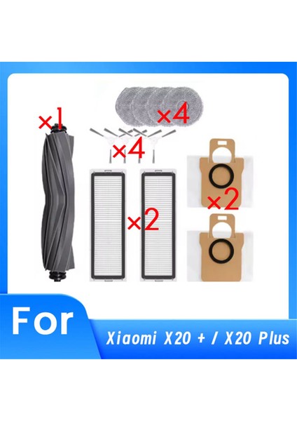 Xiaomi X20+ X20 Plus Elektrikli Süpürge Yedek Parçaları Fırça Filtre Toz Torbası Paspas Bezi ve Ana Fırça Kapağı Seti Için 13 Adet (Yurt Dışından)