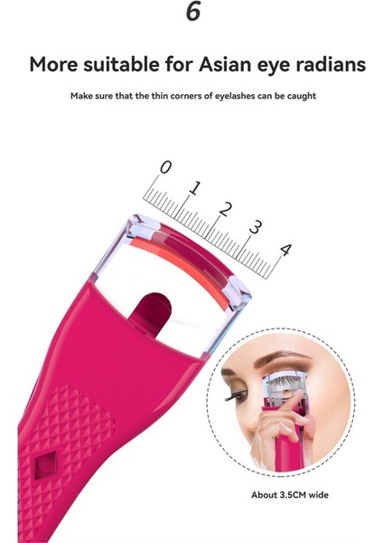 Elektrikli Kirpik Kıvırıcı Taşınabilir Kirpik Kıvırıcı Fırçası Isıtmalı Kirpik Kıvırma Göz Konturu Hızlı Isıtma Kıvırıcı Gül Kırmızı (Yurt Dışından)