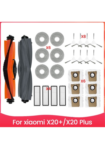 Xiaomi Robot Vakum X20 + / X20 Plus Toz Torbaları Paspas Bezi Aksesuarları Ana Yan Fırça Hepa Filtreleri Yedek Parçalar (Yurt Dışından)