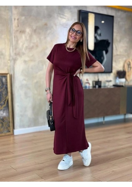 Yandan Bağlamalı Bisiklet Yaka Kadın Elbise fırsatları