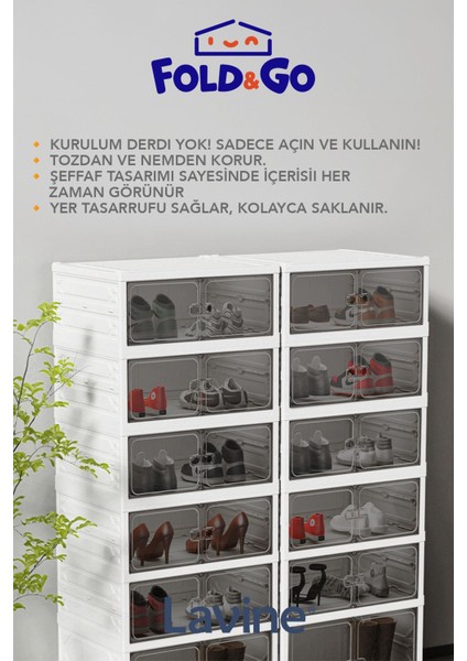6 Katlı Katlanabilir Taşınabilir Büyük Boy Kapasiteli Portatif Organizer Ayakkabı Düzenleyici "toprak"