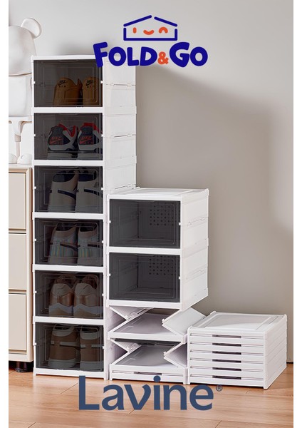 Lavine Fold&go Çok Amaçlı 6 Katlı Katlanabilir Taşınabilir Portatif Organizer Ayakkabılık "beyaz"
