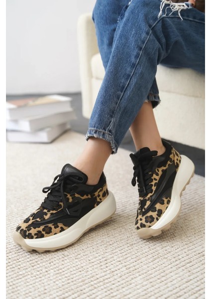 Mark Premium Leopar Süet Bağcıklı Spor Ayakkabı modelleri