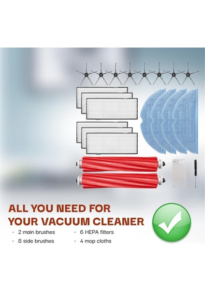 Roborock S7, S7+, S7 Maxv, S7 Maxv Plus Elektrikli Süpürge Parçaları Için 22 Adet Yedek Parça Ana Yan Fırça Filtre Paspas Bezi (Yurt Dışından) fiyatları