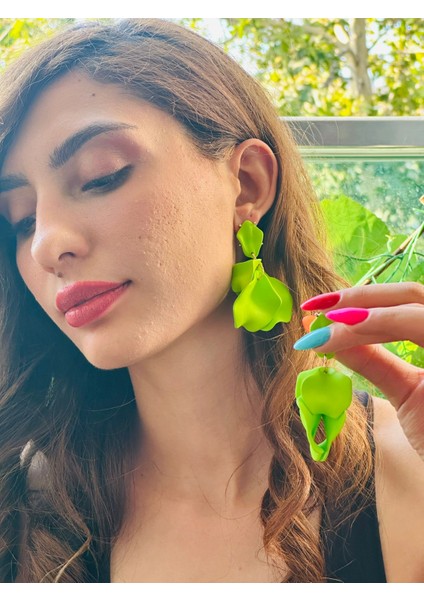 Yaprak Tasarım Kadın Küpe 7 cm