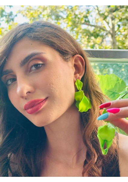 Yaprak Tasarım Kadın Küpe 7 cm modelleri