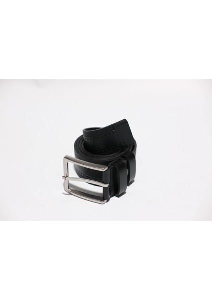 %100 Deri 4 cm Tbk 002 Siyah Dikiş Detaylı