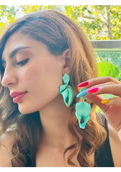 Yaprak Tasarım Kadın Küpe 7 cm