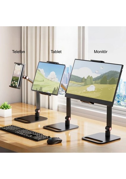 Monitör Tablet iPad Telefon Tutucu 12-16 Inç Universal Metal 360° Derece Döner Stand fiyatları