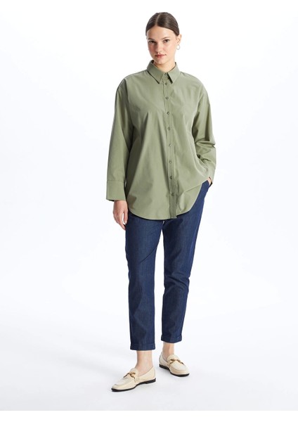 Lcw Modest Indigo Beli Lastikli Carrot Fit Kadın Jean Pantolon