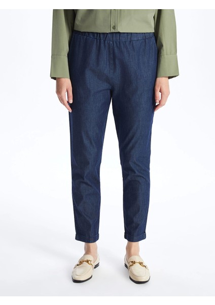Lcw Modest Indigo Beli Lastikli Carrot Fit Kadın Jean Pantolon fırsatları