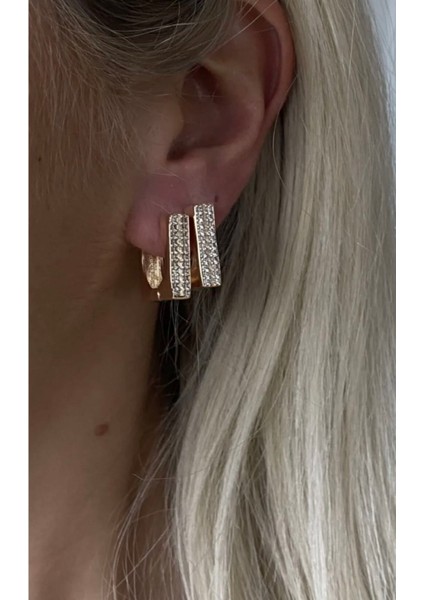 Çelil Taşlı Kare Küpe