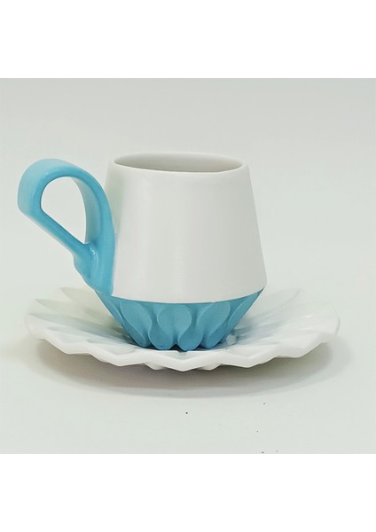 Tasarım Porselen Iki Renkli,rölyefli Kahve Fincanı P0090010007