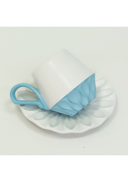 Tasarım Porselen Iki Renkli,rölyefli Kahve Fincanı P0090010007