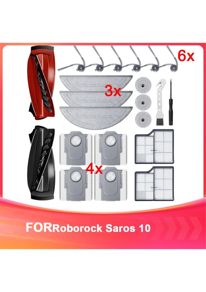 Roborock Saros 10 / S9 Maxv Ultra Vakum Aksesuarları Parçaları Ana Silindir Yan Fırça Hepa Filtre Paspas Bezi Toz Torbası (Yurt Dışından)