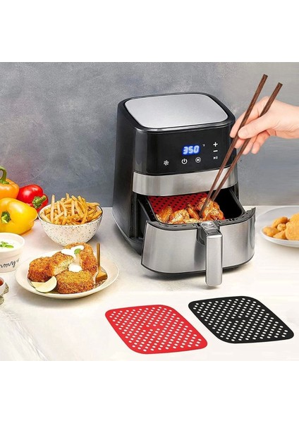 Bfs Siyah Isıya Dayanıklı Yıkanılabilir Silikon Fırın ve Airfryer Kare Model Pişirme Matı 21,5 cm