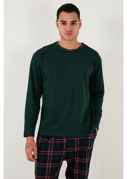Pamuklu Regular Fit Bisiklet Yaka Ekoseli Pijama Takımı Erkek Pijama Takımı 6574001 modelleri
