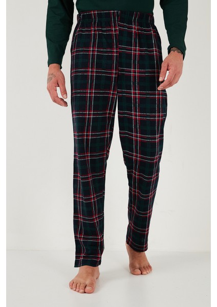 Pamuklu Regular Fit Bisiklet Yaka Ekoseli Pijama Takımı Erkek Pijama Takımı 6574001