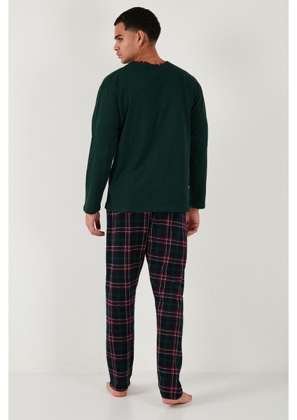 Pamuklu Regular Fit Bisiklet Yaka Ekoseli Pijama Takımı Erkek Pijama Takımı 6574001