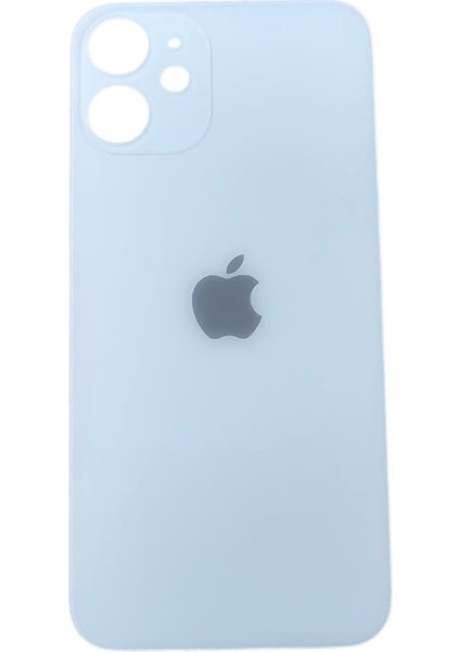 Uyumlu Iphone 12 Mini Arka Kapak Lazer Kesim ( Pil Kapağı ) Cam -Beyaz