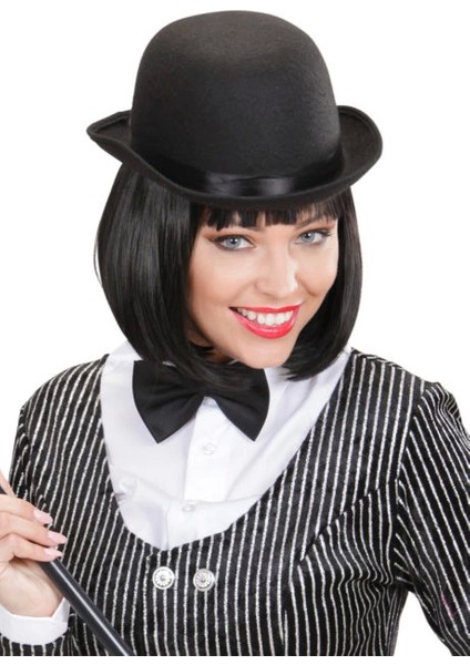 Bfs Charlie Chaplin Stil Yetişkin Şapkası – Siyah Melon Parti Şapkası