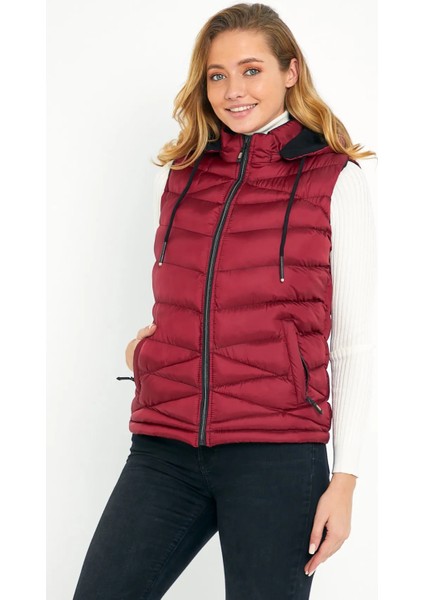 Kadın Bordo Şişme Yelek Kapüşon Içi Polarlı 5002 fiyatları