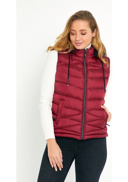 Kadın Bordo Şişme Yelek Kapüşon Içi Polarlı 5002 fırsatları