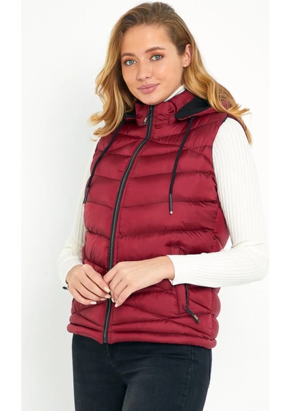 Kadın Bordo Şişme Yelek Kapüşon Içi Polarlı 5002 indirimleri