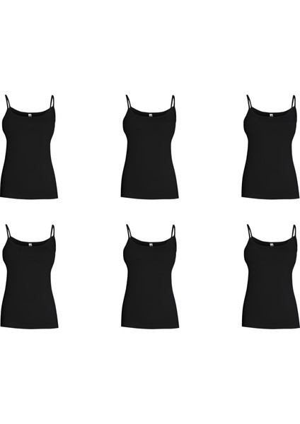 Bayan Ribana Ip Askılı Atlet 470 Siyah 6'lı Paket