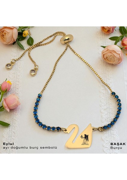 Başak Burçlarına Özel Mavi Taşlı Kuğu Kuşu Figürlü 14 Ayar Altın Plakalı Hediye fiyatları