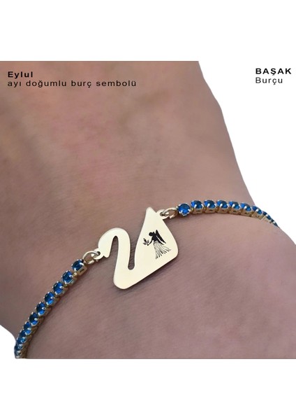 Başak Burçlarına Özel Mavi Taşlı Kuğu Kuşu Figürlü 14 Ayar Altın Plakalı Hediye fırsatları