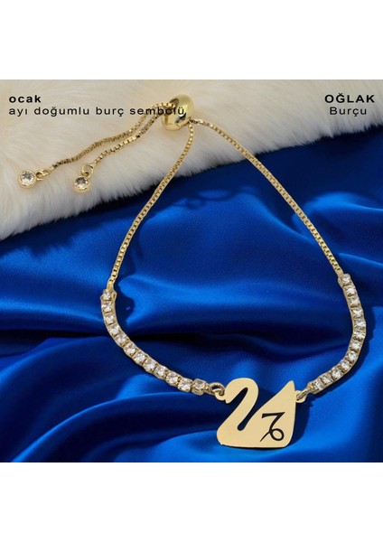 Ocak Ayı Doğumları İçin Kuğu Kuşu Motifli 14 Ayar Altın Plakalı Beyaz Taşlı Hediye fiyatları