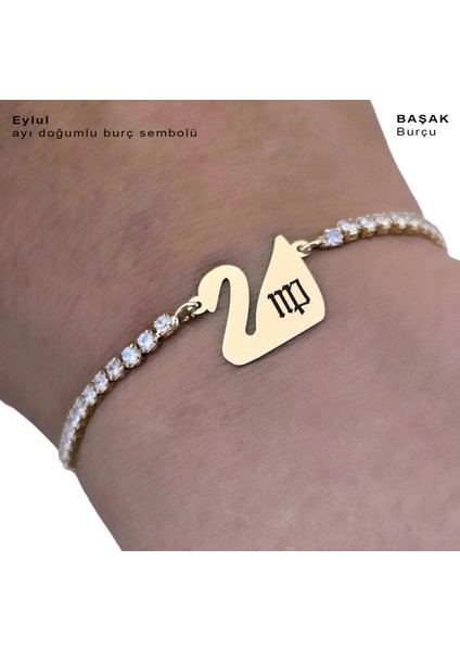 Eylül Ayı Doğumları İçin Beyaz Taşlı Kuğu Kuşu Motifli 14 Ayar Altın Plakalı Hediye fırsatları