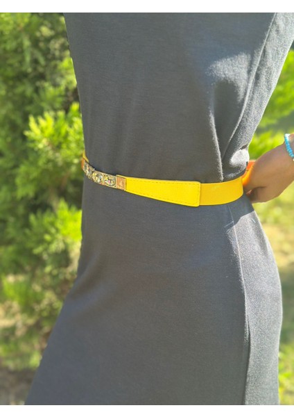 Cam Taş Tokalı Lastikli Kadın Kemer 73X3 cm modelleri