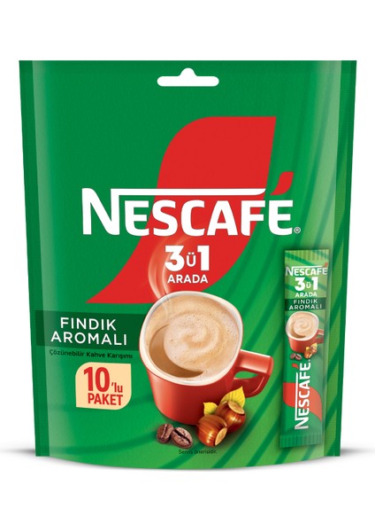 3ü1 Arada Fındık Aromalı Çözünebilir Kahve 17G 10'lu Paket 10X10 fiyatları