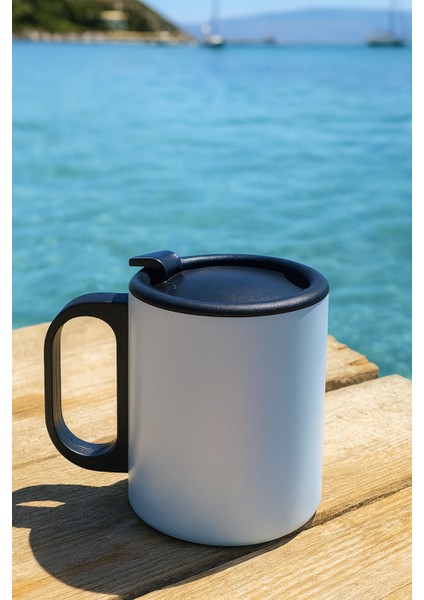 Buz Mavisi Çift Katmanlı 304 Paslanmaz Çelik Kulplu 300ML Küçük Termos Bardak Çay Kahve Termosu Travel Mug Kupa fiyatları