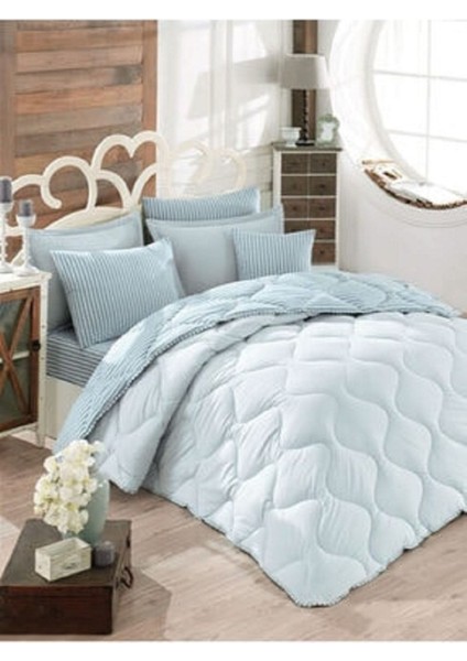 Uyku Seti (Çift Kişilik) 6 Parça - Ranforce - Çizgili Desen- Çift Taraflı Kullanım