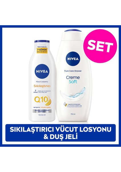 Creme Soft Kremsi Dokunuş Duş Jeli 750 ml ve Q10 Nemlendrici Vücut Bakım Losyonu 250 ml