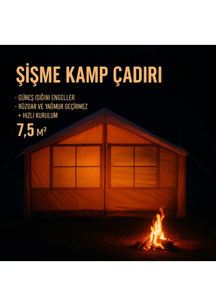 Şişme Kamp Çadırı 5 Mevsim 300X250X210 cm 4-6 Kişilik Çadır Pompalı Baca Çıkışlı Tavan Manzaralı modelleri