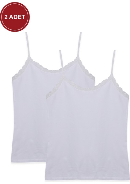 Kadın 2'li Ip Askılı Dantelli - Ayar Halkalı Atlet