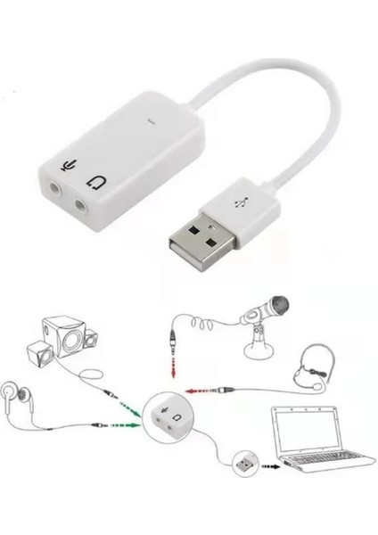 USB Kablolu Ses Kartı 7.1 Sound Çevirici Dönüştürücü, 3.5mm Jak Girişli, modelleri
