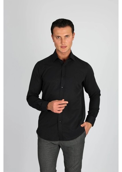 LM1490 C 500 Siyah Erkek Gömlek