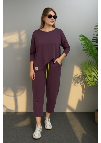 Kadın Uzun Kollu Arma Detaylı Iki Iplik Viskon Ikili Takım