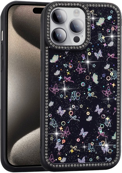 iPhone 14 Pro Kılıf Sim ve Taş Süslemeli Kaplio Premium Silicone Case Cover Kapak