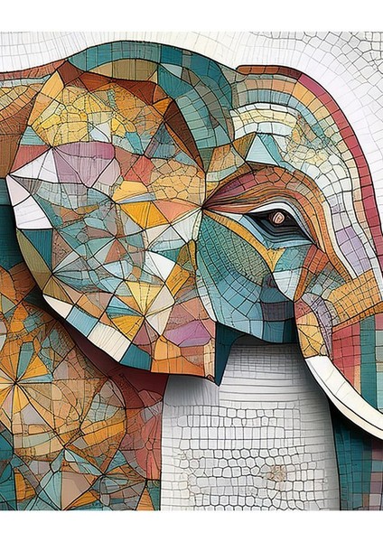 Metal Çerçeveli Gerçek Camlı Tablo Mozaik Desenli Fil fiyatları