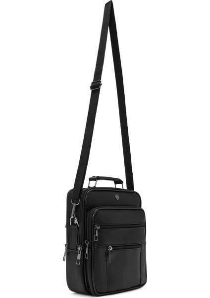 Erkek Siyah Deri Uzun Askılı El Çantası 24SBD400018