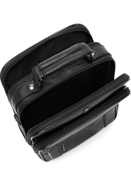 Erkek Siyah Deri Uzun Askılı El Çantası 24SBD400018