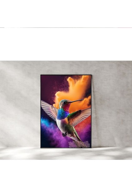 Metal Çerçeveli Gerçek Camlı Tablo Sinek Kuşu "rio" , Tablo , Salon Ofis Dekorasyon modelleri